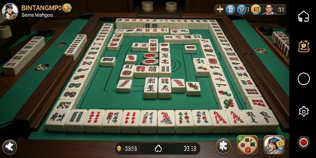 Screenshot BINTANGMPO menampilkan gameplay Mahjong yang menarik.