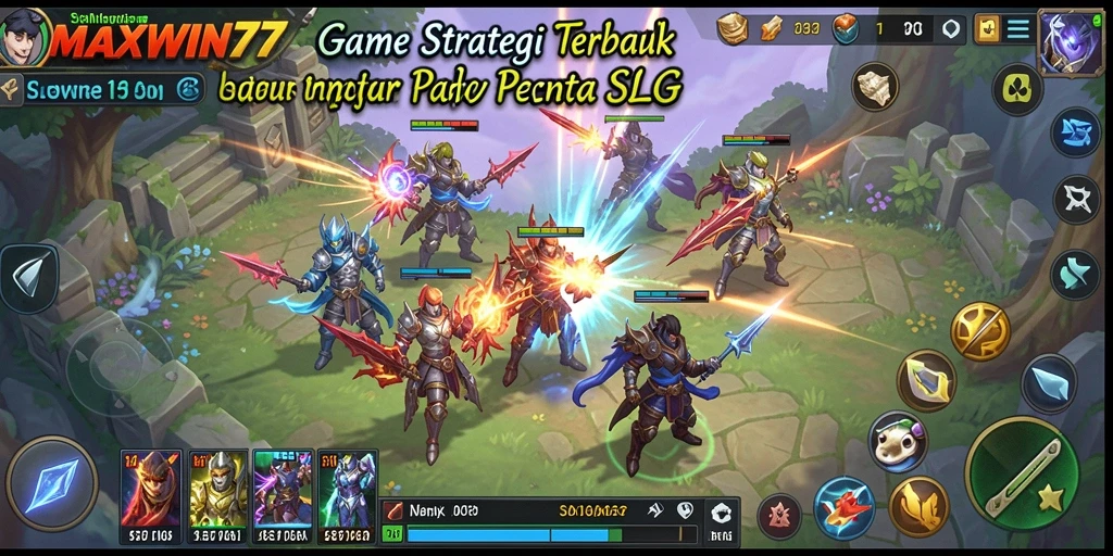 Screenshot gameplay MAXWIN77 menunjukkan pertempuran strategis yang menarik.