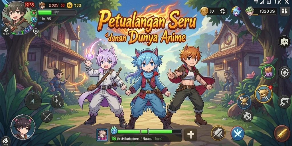 Gameplay seru RP8 dengan karakter anime ikonik.