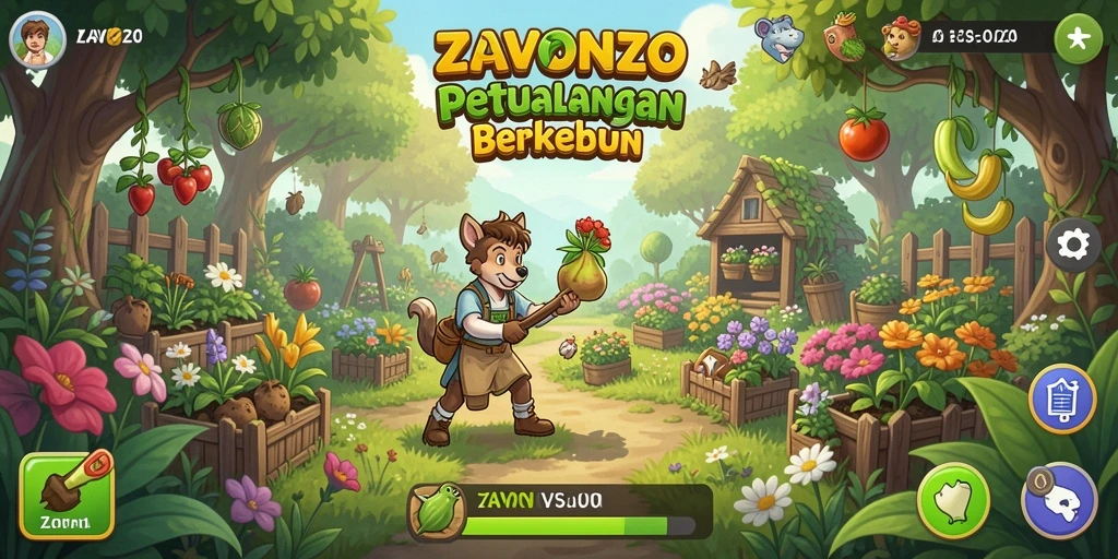 Gameplay seru dari ZAVONZO menampilkan pertanian dan berkebun.